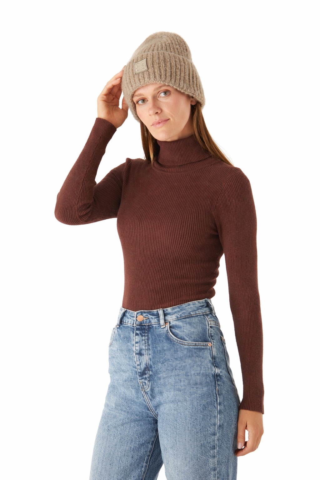 Codello Mütze mit Monogramm-Patch Farbe Beige – Bild 5