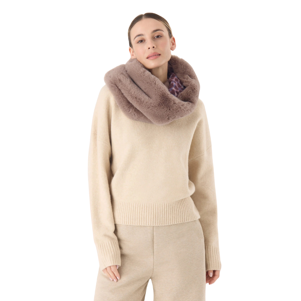 Codello Loop-Schal mit Fellmuster Farbe Rosa
