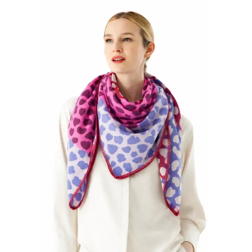 Codello Dreieckstuch mit Allover-Herzmuster Farbe Pink