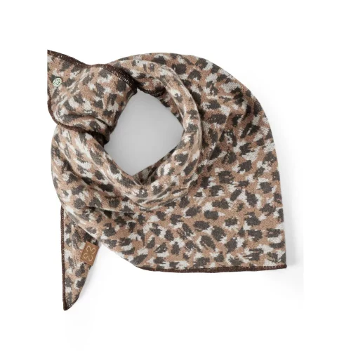 Codello Dreieckstuch mit gestricktem Fellmuster Farbe Brown
