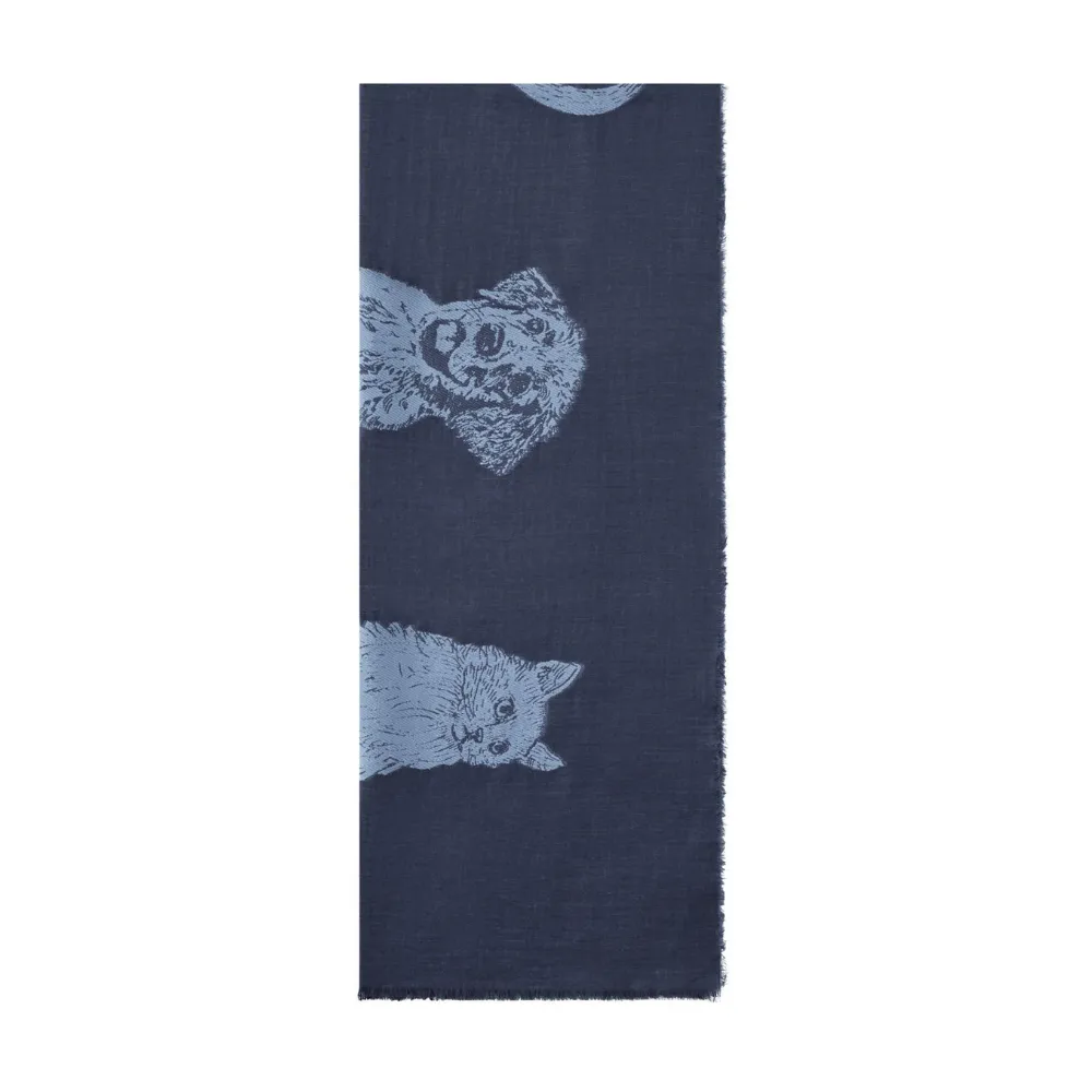 Codello Jaquard-Schal Mix Cat and Dog Farbe Blau – Bild 2