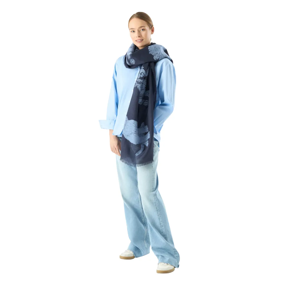 Codello Jaquard-Schal Mix Cat and Dog Farbe Blau – Bild 3