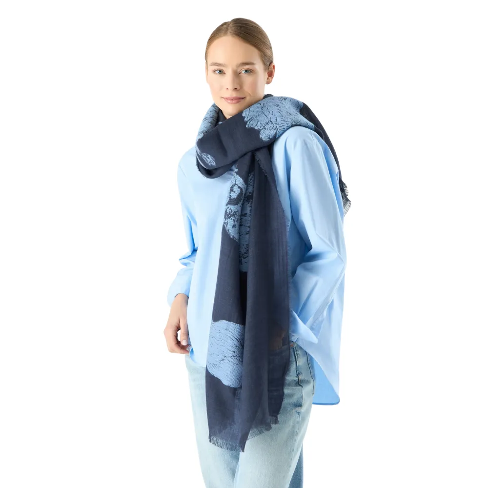 Codello Jaquard-Schal Mix Cat and Dog Farbe Blau