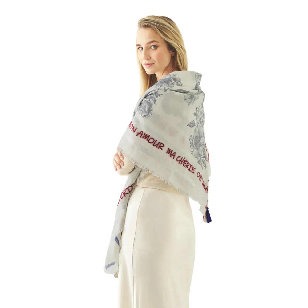 Codello Jaquard Tuch mit Blumenmuster Farbe Weiß