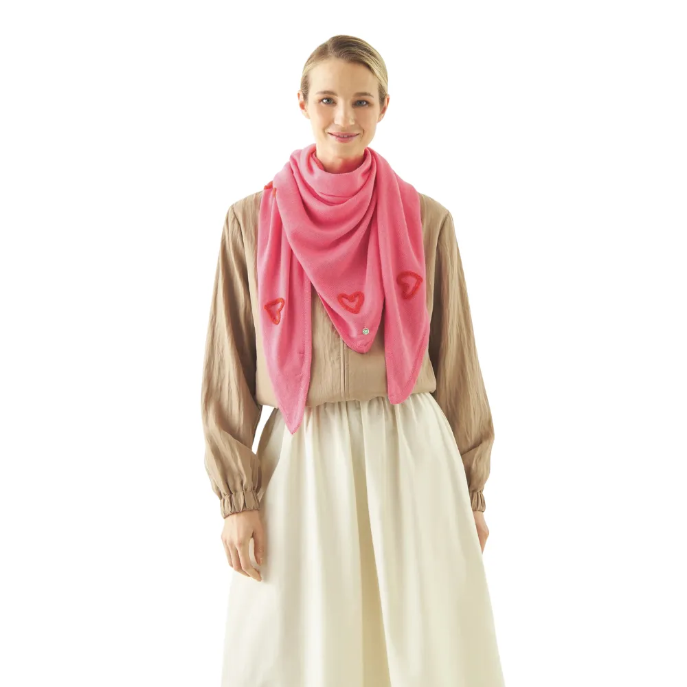 Codello Dreieckstuch mit Herzstickerei Farbe Pink