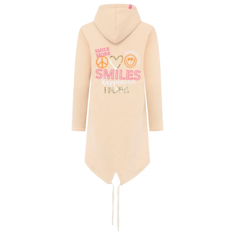 Zwillingsherz Hoodiemantel Smile & Peace Layout Mix in beige – Bild 3