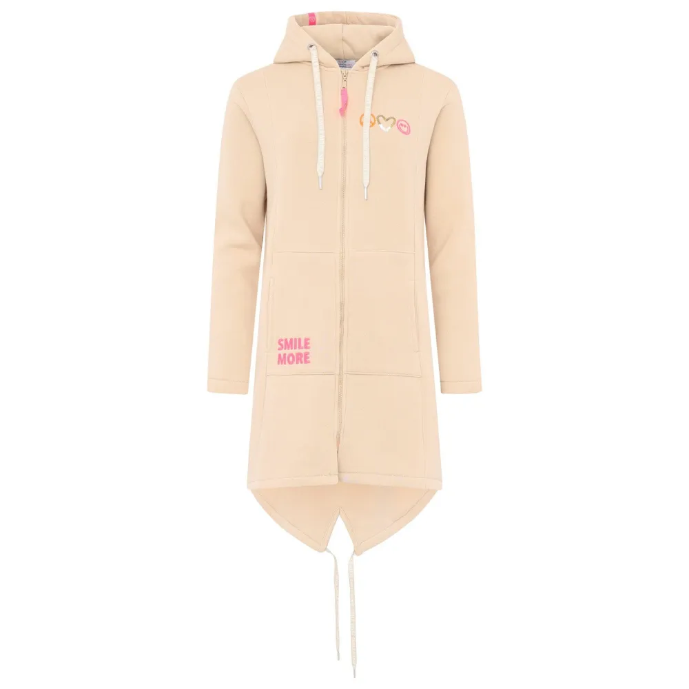 Zwillingsherz Hoodiemantel Smile & Peace Layout Mix in beige