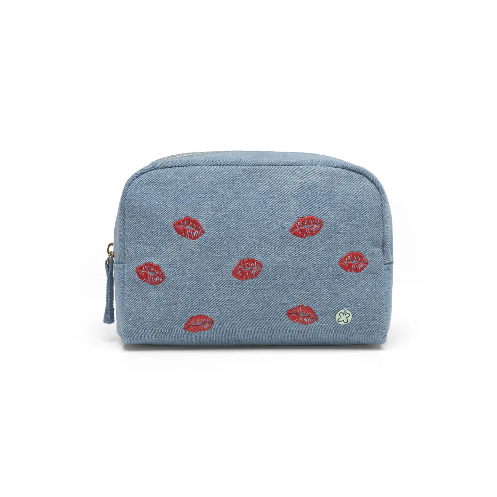 Codello Kosmetiktasche mit Kussmund-Stickerei – Bild 4