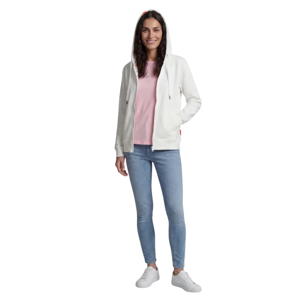 Salzhaut Damen Kapuzensweatjacke Appelsnut Offwhite – Hoodie Jacke mit Rückenprint SALE – Bild 7