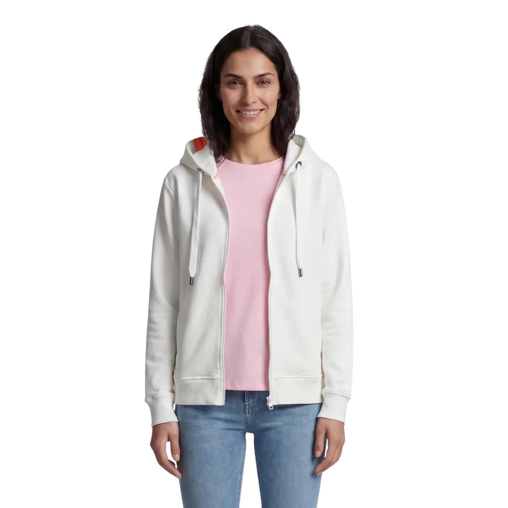 Salzhaut Damen Kapuzensweatjacke Appelsnut Offwhite – Hoodie Jacke mit Rückenprint SALE – Bild 6