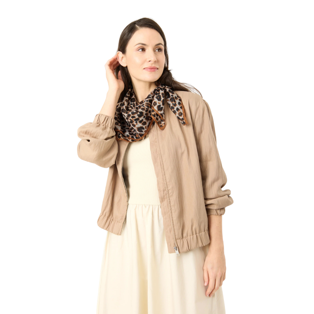 Codello Damen Seidentuch Leo-Muster – Elegantes Seidentuch in Beige & Braun