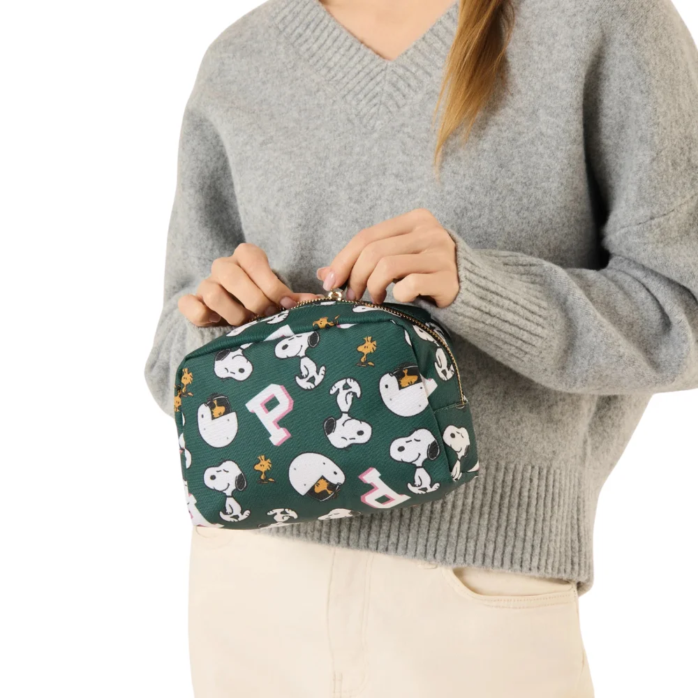 Codello Peanuts™ Kosmetiktasche mit Allover-Print – Snoopy & Woodstock – Grün – Bild 5