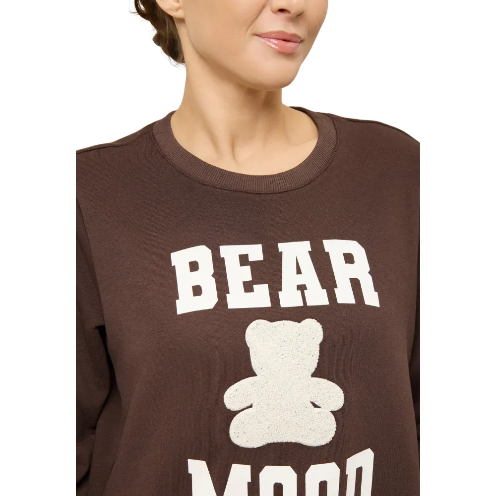 Codello Sweatshirt mit BEAR MOOD-Schriftzug – Damen Sweatshirt Braun mit Teddy-Motiv – Bild 6