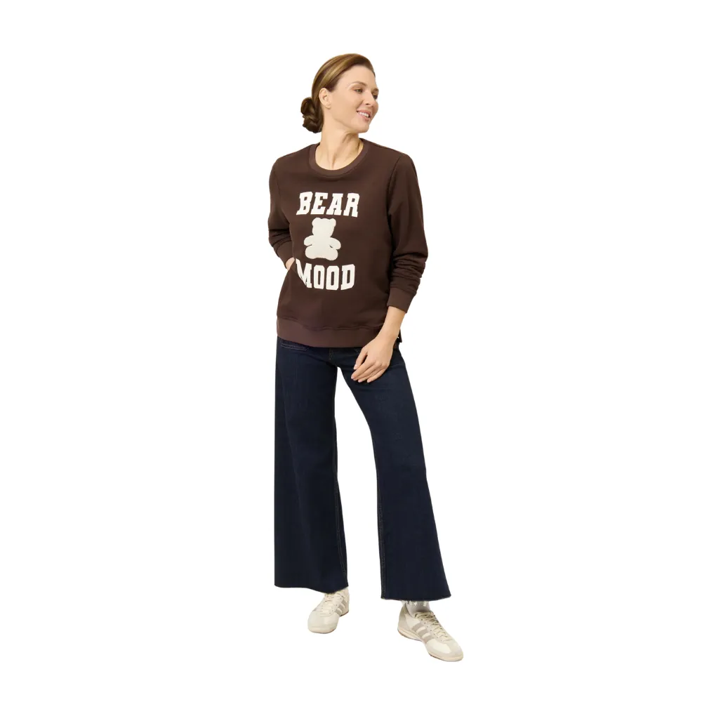 Codello Sweatshirt mit BEAR MOOD-Schriftzug – Damen Sweatshirt Braun mit Teddy-Motiv – Bild 4